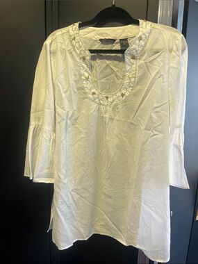 Boho white embellished top